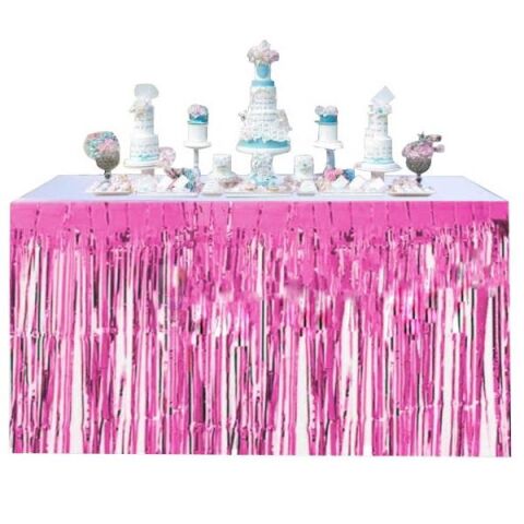 İTHAL METALİZE PEMBE MASA ETEĞİ 70*300cm