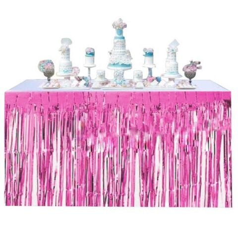 İTHAL METALİZE PEMBE MASA ETEĞİ 70*300cm