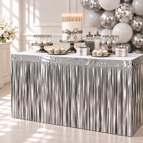 İTHAL METALİZE GÜMÜŞ MASA ETEĞİ 70*300cm