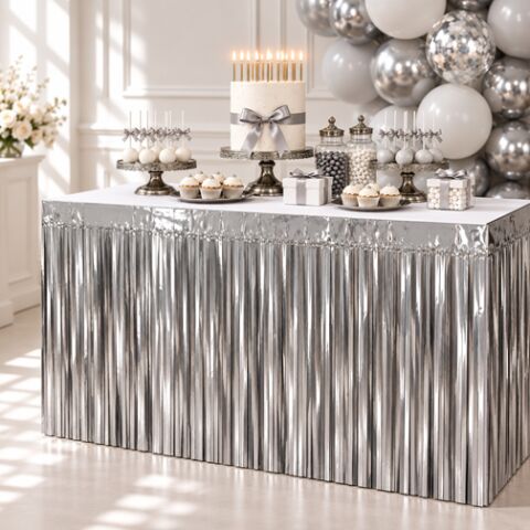 İTHAL METALİZE GÜMÜŞ MASA ETEĞİ 70*300cm