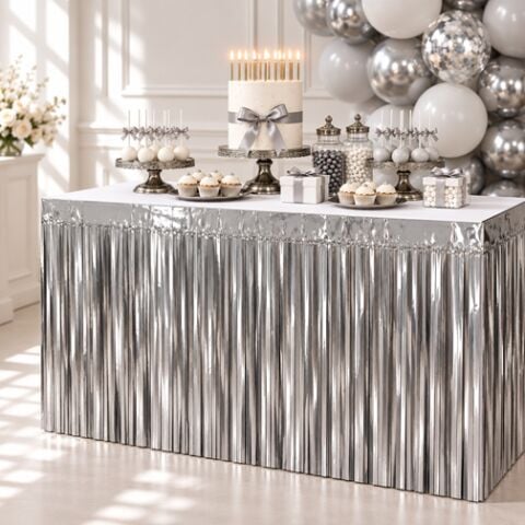 İTHAL METALİZE GÜMÜŞ MASA ETEĞİ 70*300cm