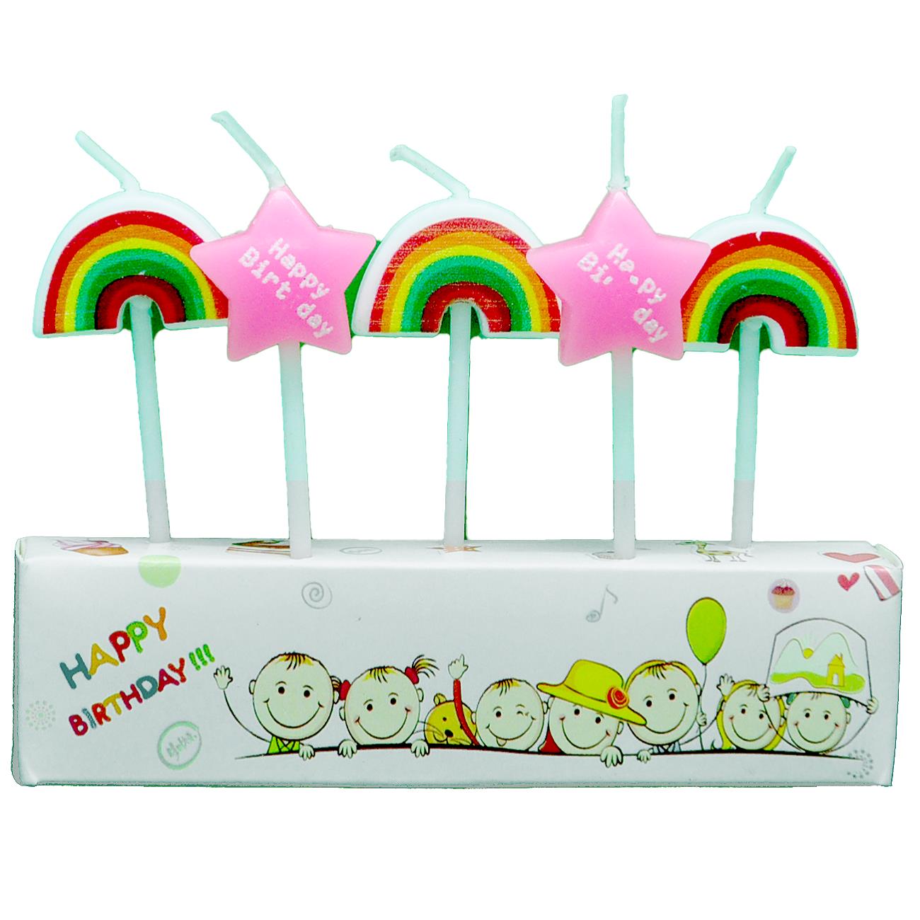 5 Lİ GÖKKUŞAĞI YILDIZ MUM  PK:12