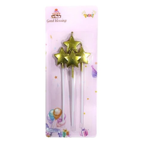 4 LÜ ÇUBUKLU YILDIZ GOLD MUM 13.5CM  PK:24