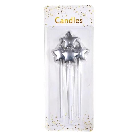 4 LÜ ÇUBUKLU YILDIZ GÜMÜŞ  MUM 13.5CM PK:24