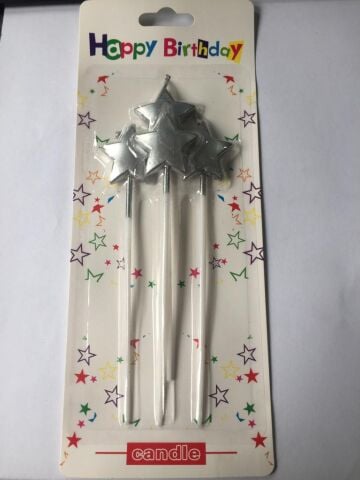 4 LÜ ÇUBUKLU YILDIZ GÜMÜŞ  MUM 13.5CM PK:24