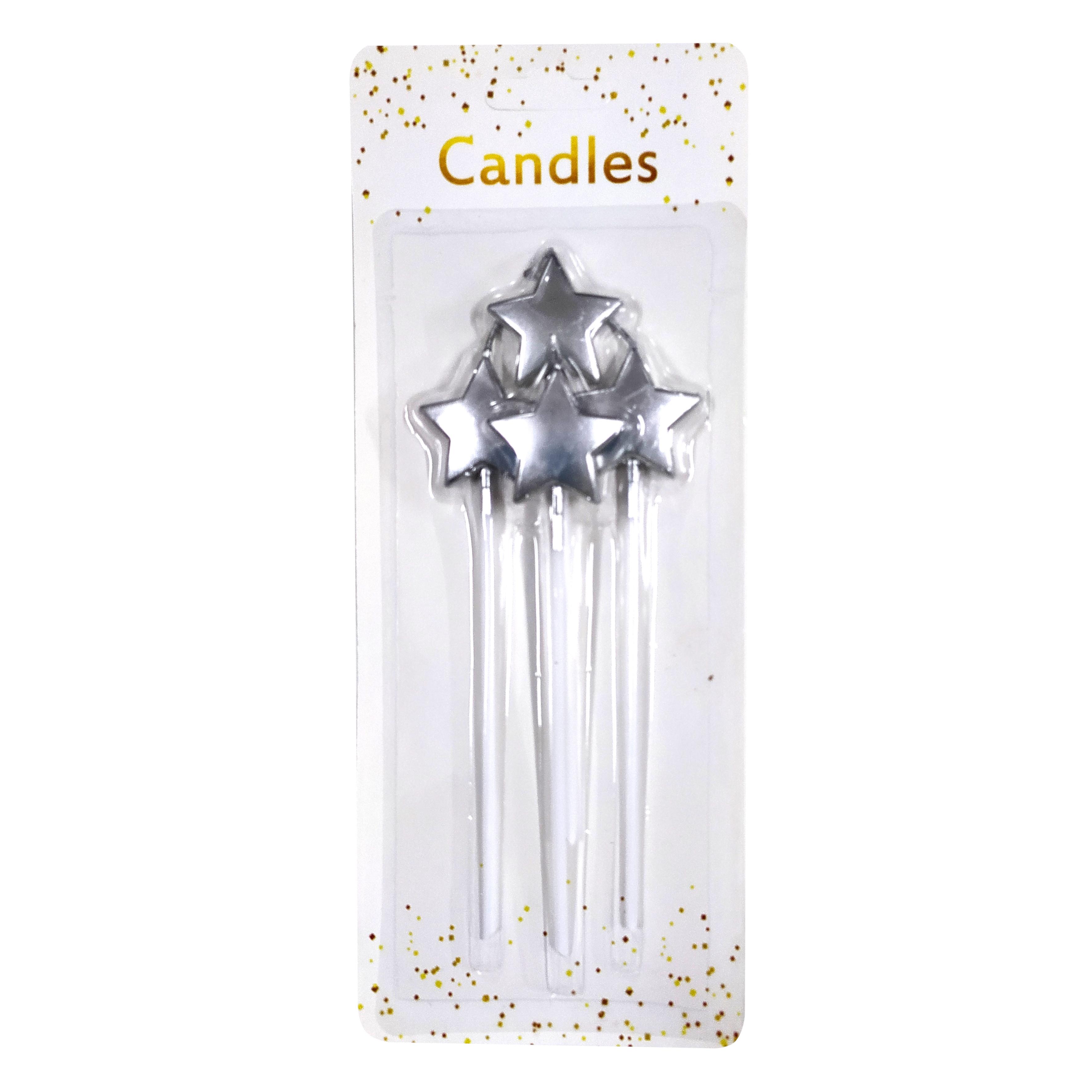 4 LÜ ÇUBUKLU YILDIZ GÜMÜŞ  MUM 13.5CM PK:24