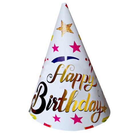 8 Lİ YILDIZ KONFETİLİ HAPPY BİRTHDAY ŞAPKA