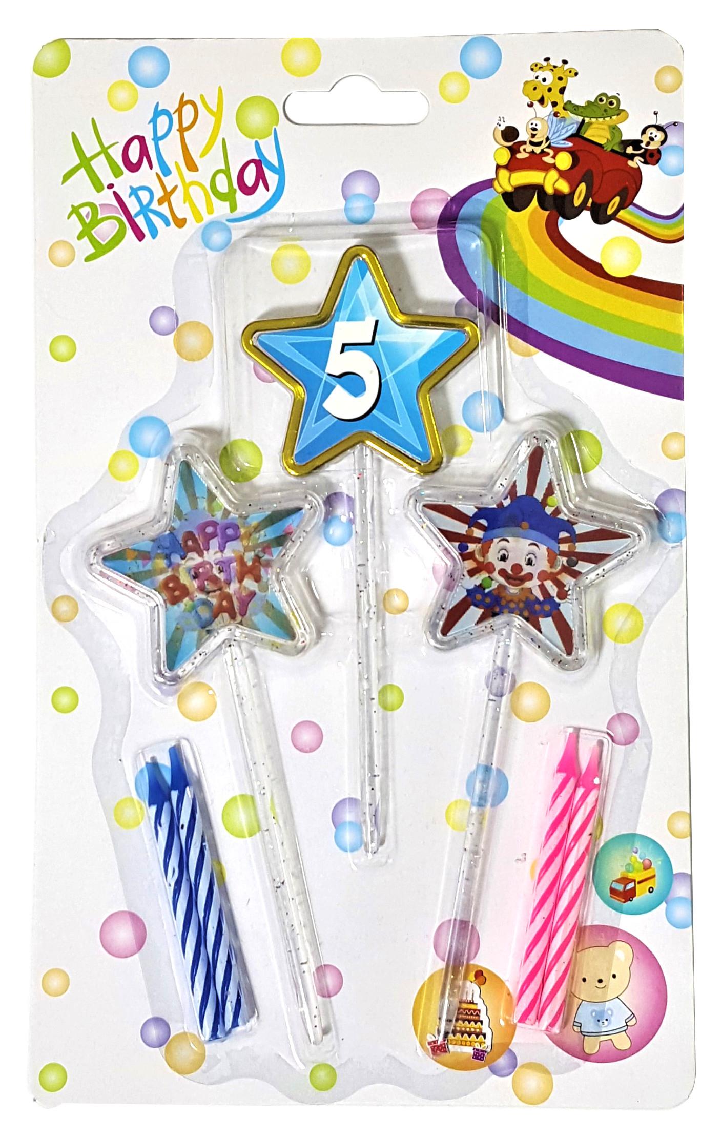 3D GÖRÜNÜMLÜ MUM 5 YAŞ YILDIZ MODELİ MAVİ 12.5CM PK:12