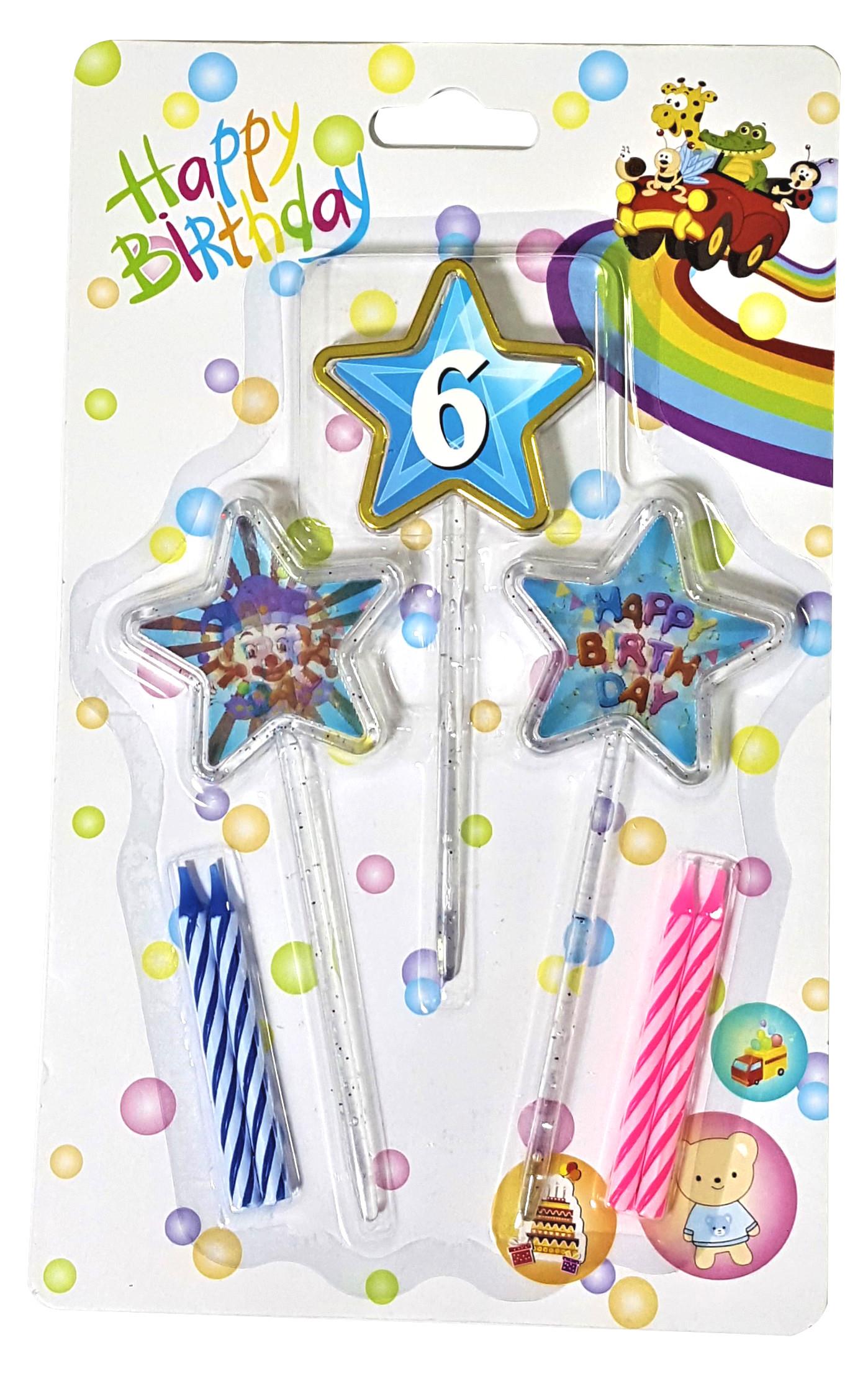 3D GÖRÜNÜMLÜ MUM 6 YAŞ YILDIZ MODELİ MAVİ 12.5CM PK:12