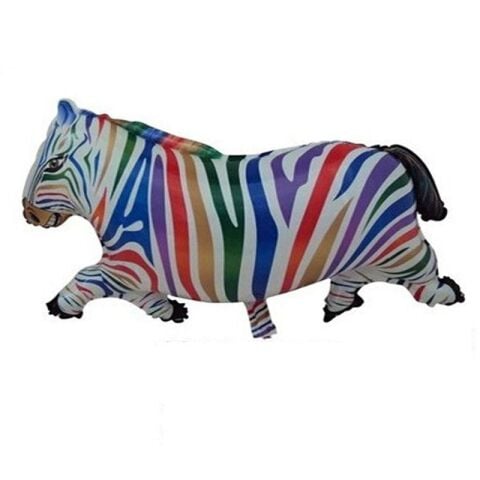 AYAKLI RENKLİ ZEBRA FOLYO BALON