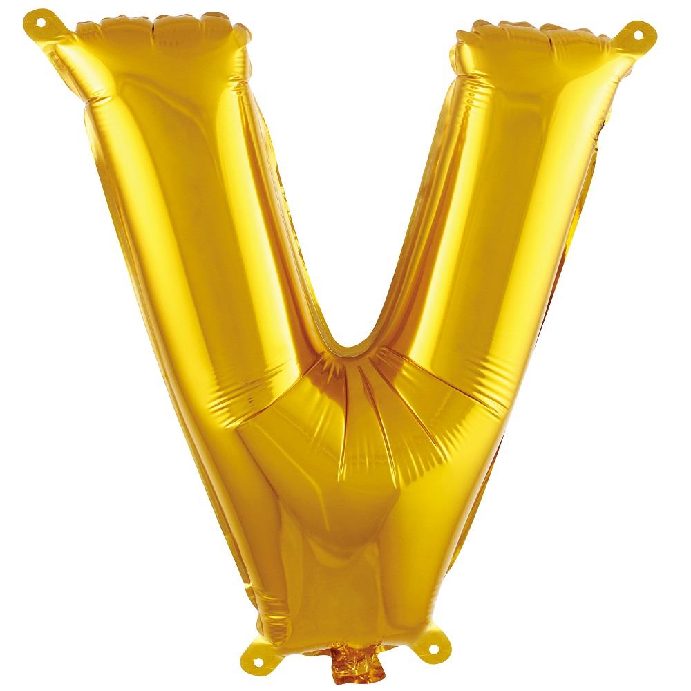 V- HARF 16 İNC GOLD RENK BALON 36 CM
