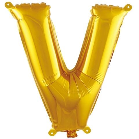 V- HARF 16 İNC GOLD RENK BALON 36 CM