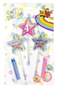 3D GÖRÜNÜMLÜ MUM 4 YAŞ YILDIZ MODELİ PEMBE 12.5CM PK:12