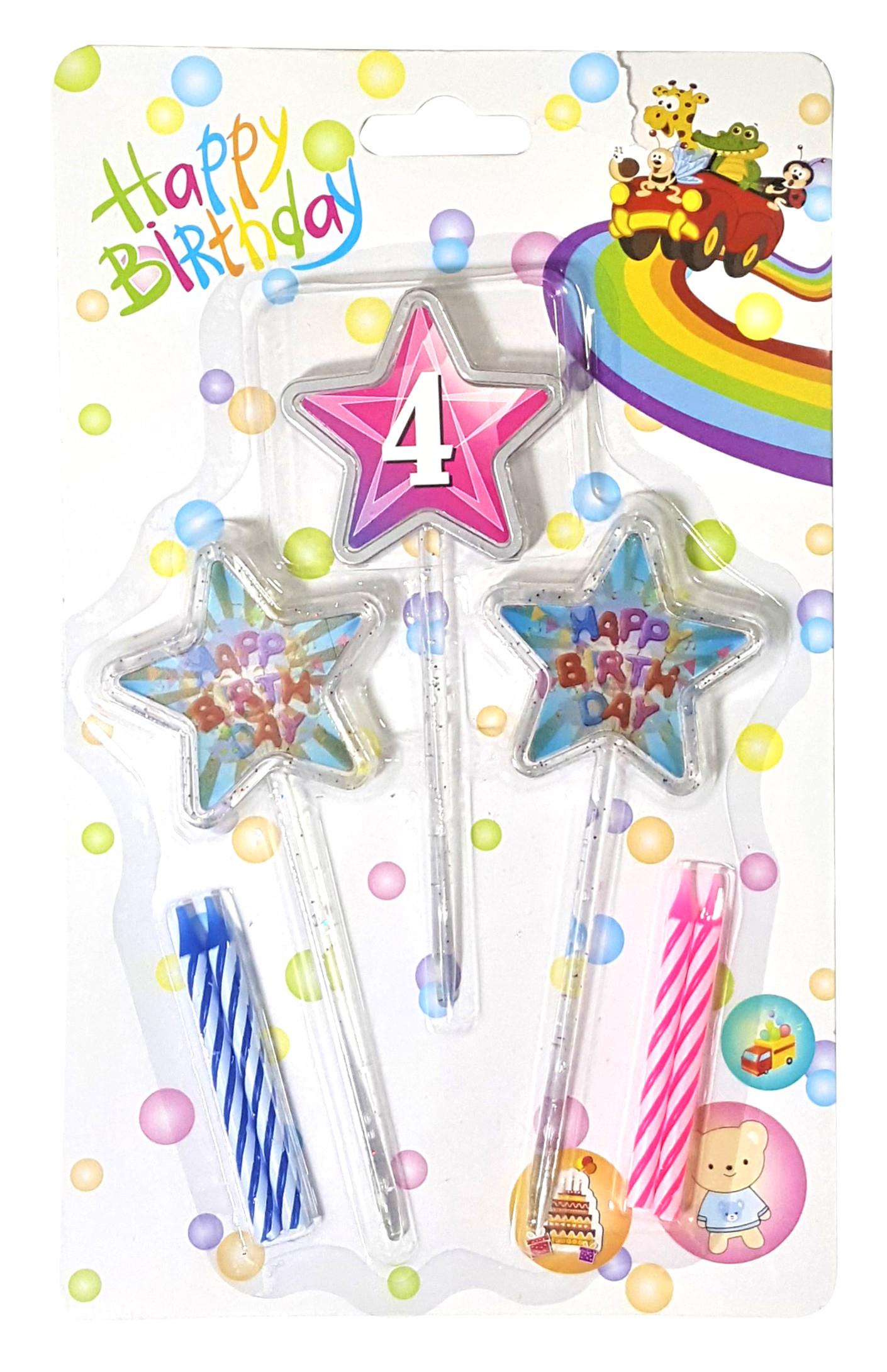 3D GÖRÜNÜMLÜ MUM 4 YAŞ YILDIZ MODELİ PEMBE 12.5CM PK:12