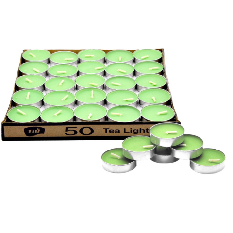 50 Lİ TEALİGT YUVARLAK YEŞİL MUM KL:40