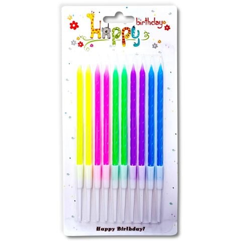 10 LU İNCE RENKLİ BURGULU MUM 13CM PK:24 KL:288