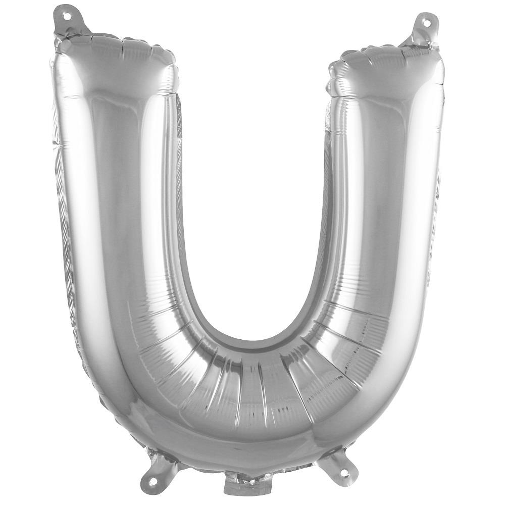 U- HARF 16 İNC GÜMÜŞ RENK BALON 36 CM