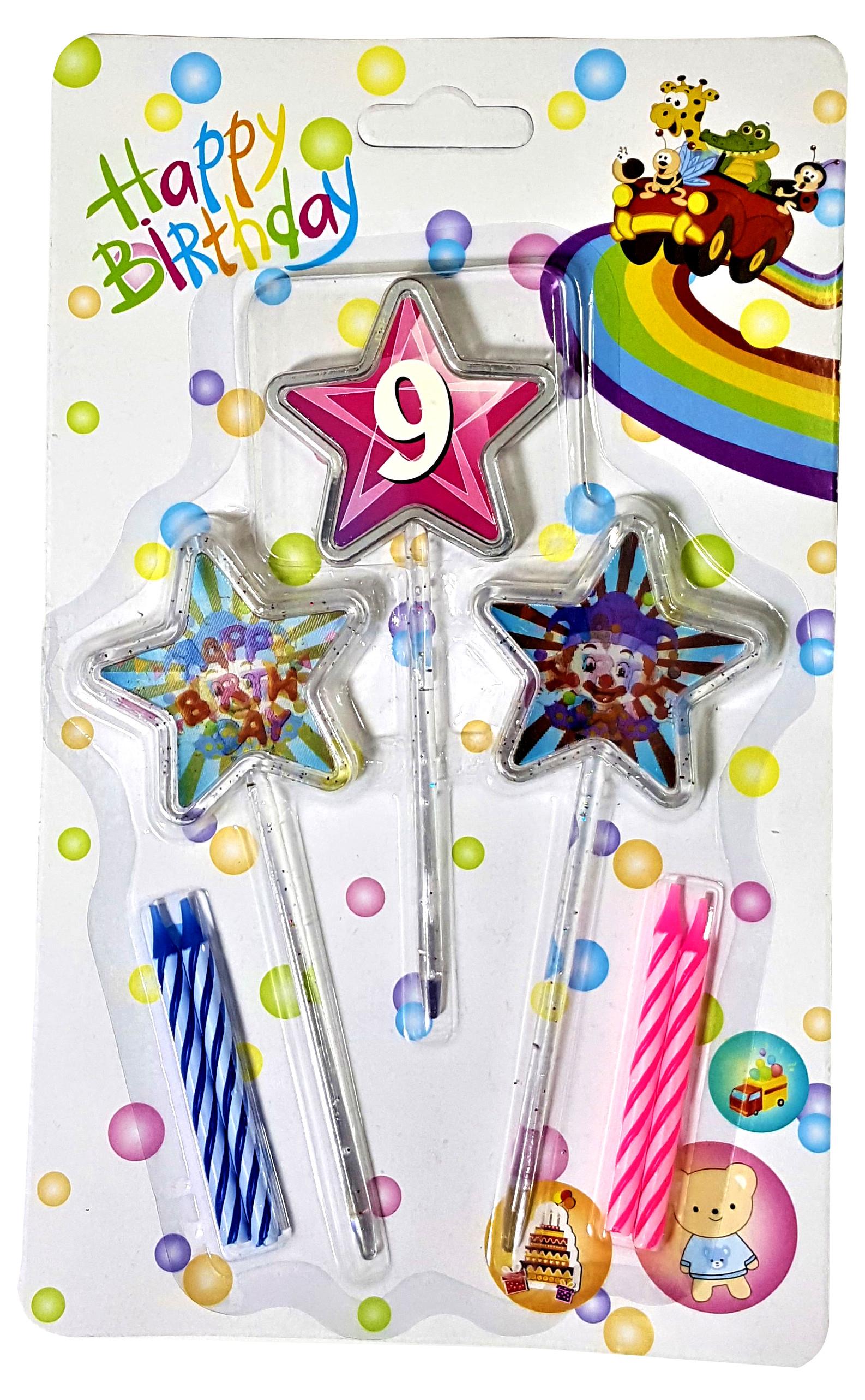 3D GÖRÜNÜMLÜ MUM 9 YAŞ YILDIZ MODELİ PEMBE 12.5CM PK:12