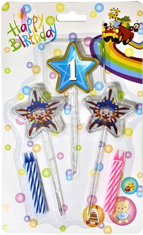 3D GÖRÜNÜMLÜ MUM 1 YAŞ YILDIZ MODELİ MAVİ 12.5CM PK:12