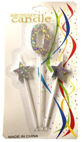 ÇUBUKLU YILDIZLI 0 RAKAM GÜMÜŞ  MUM PK:12