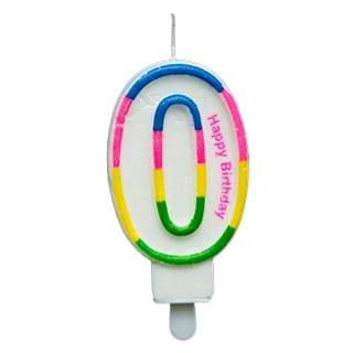 RENKLİ KLASİK 0 RAKAM MUM 7.5CM PK:12 KL:900