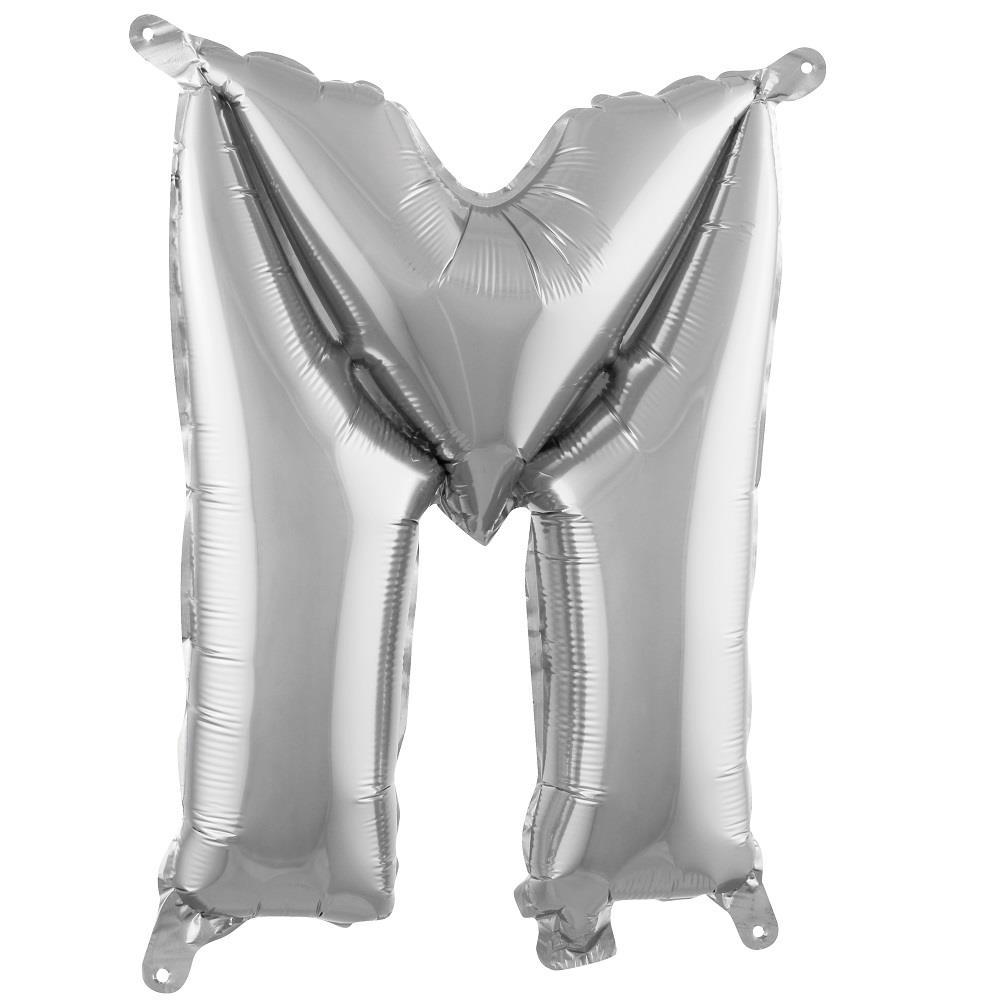 M- HARF 16 İNC GÜMÜŞ RENK BALON 36 CM