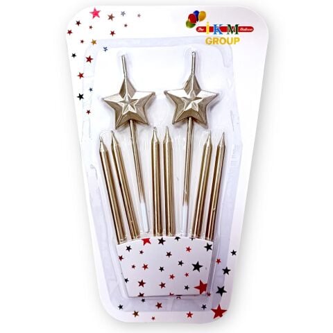 2 Lİ ÇUBUKLU YILDIZ ROSEGOLD MUM PK:12 KL:360
