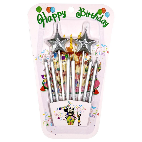 2 Lİ ÇUBUKLU YILDIZ GÜMÜŞ MUM PK:12 KL:360