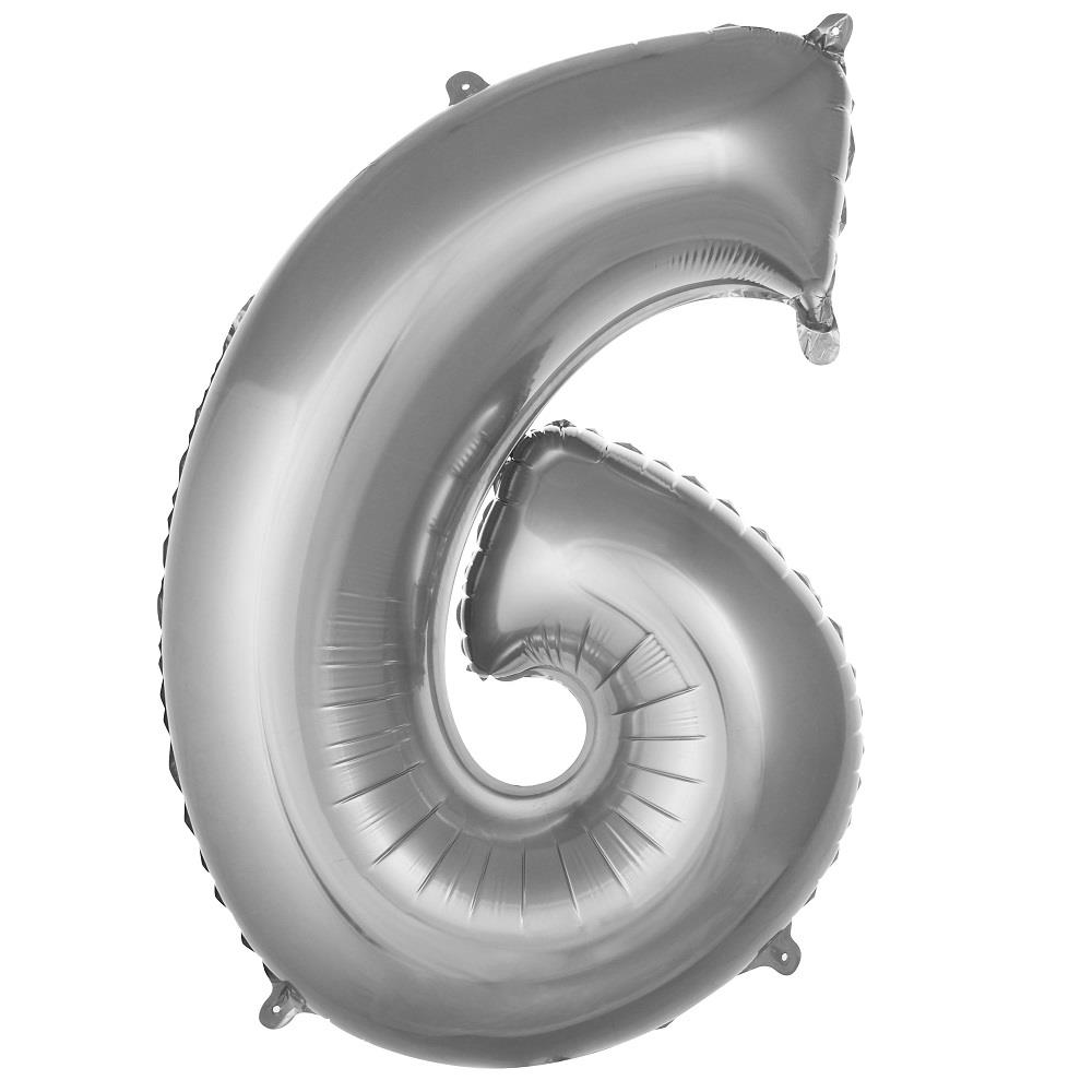 6- RAKAM 16 İNC GÜMÜŞ RENK BALON 36 CM