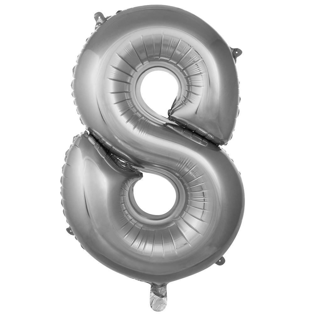8- RAKAM 16 İNC GÜMÜŞ RENK BALON 36 CM