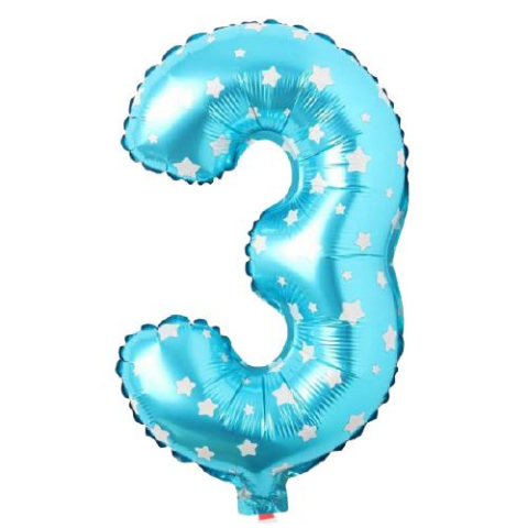 3- RAKAM 16 İNC MAVİ RENK BALON 36 CM