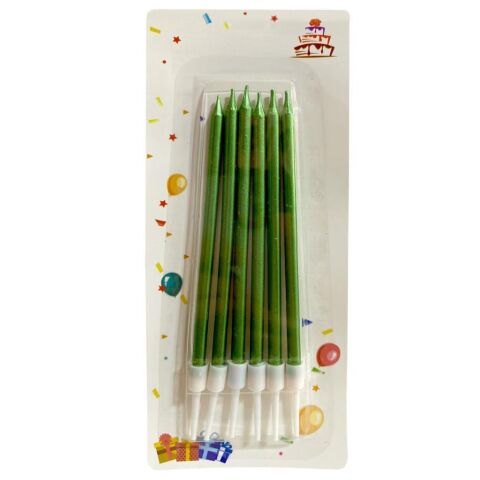 6 LI İNCE UZUN YEŞİL MUM 13CM
