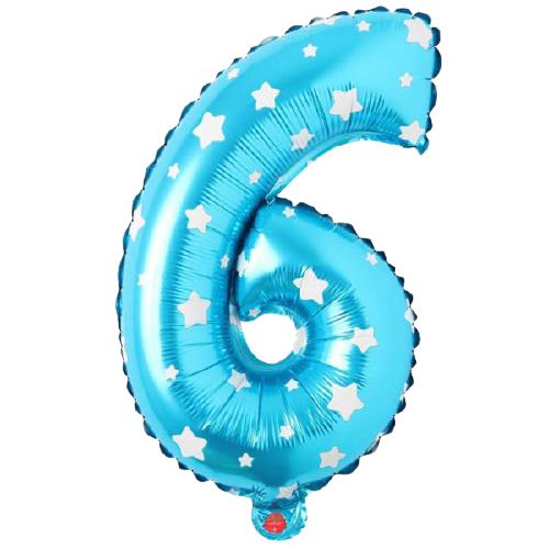 6- RAKAM 16 İNC MAVİ RENK BALON 36 CM