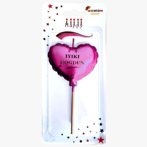 İYİKİ DOĞDUN KALP PEMBE MUM PK:12 KL:480