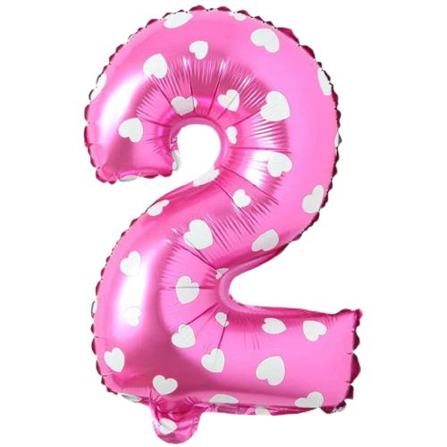 2- RAKAM 16 İNC PEMBE RENK BALON 36 CM