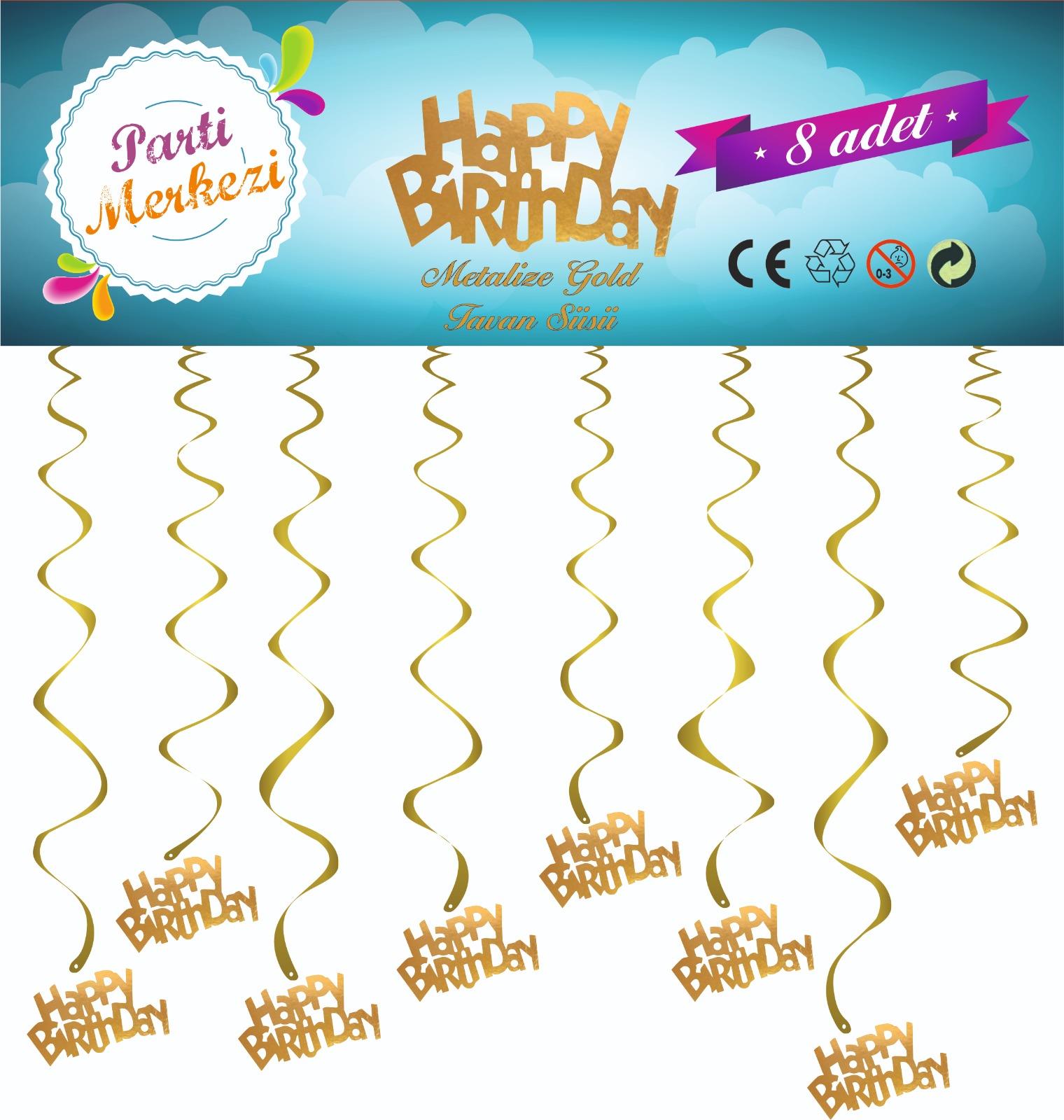 METALİZE GOLD HAPPY BİRTHDAY TAVAN SÜSÜ