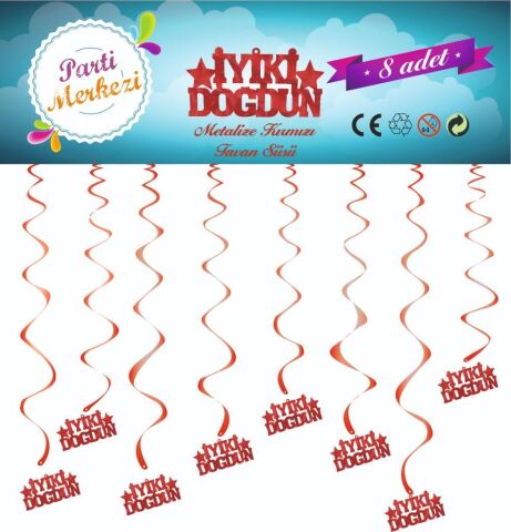 METALİZE KIRMIZI İYİKİ DOĞDUN TAVAN SÜSÜ