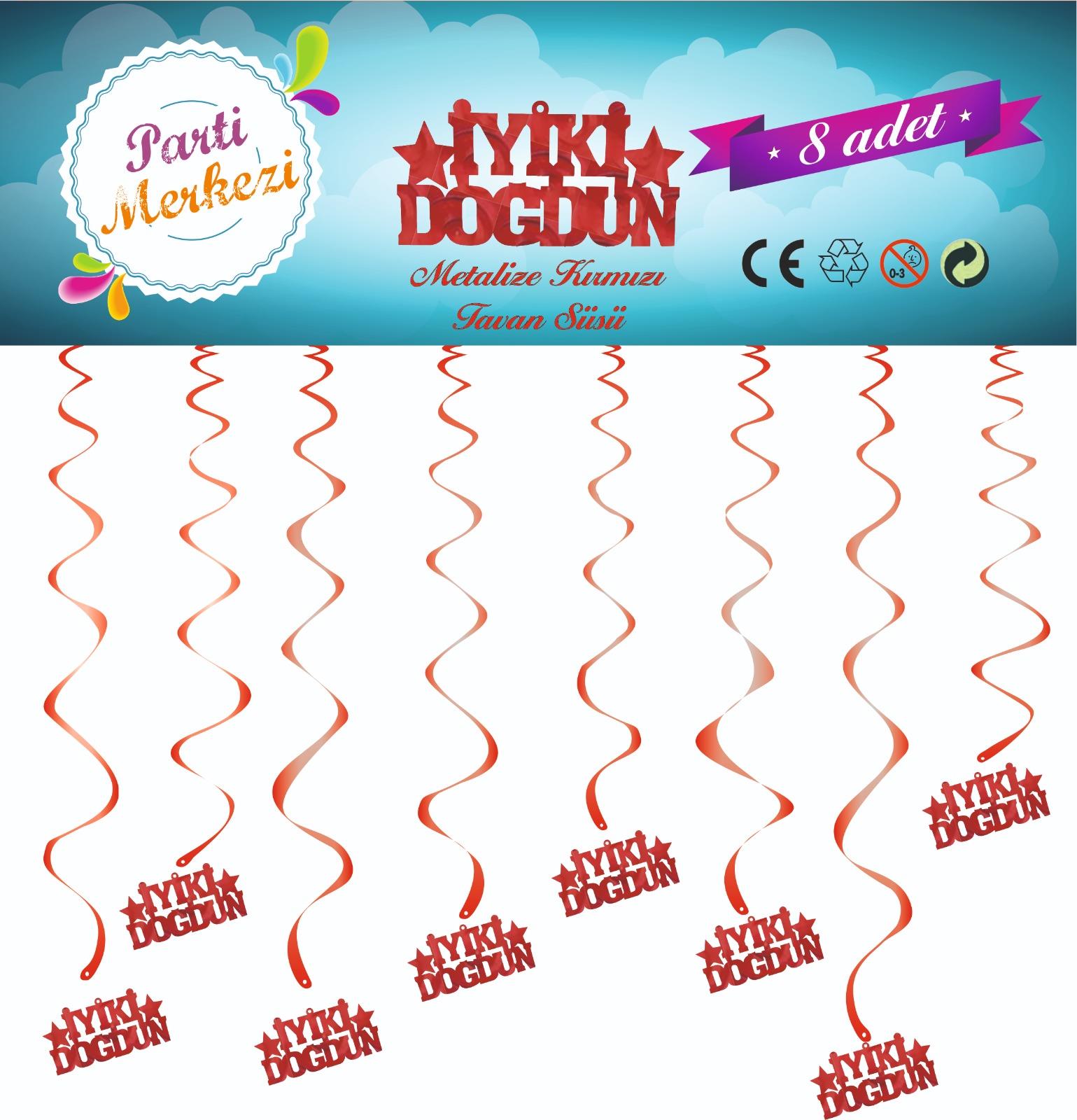 METALİZE KIRMIZI İYİKİ DOĞDUN TAVAN SÜSÜ