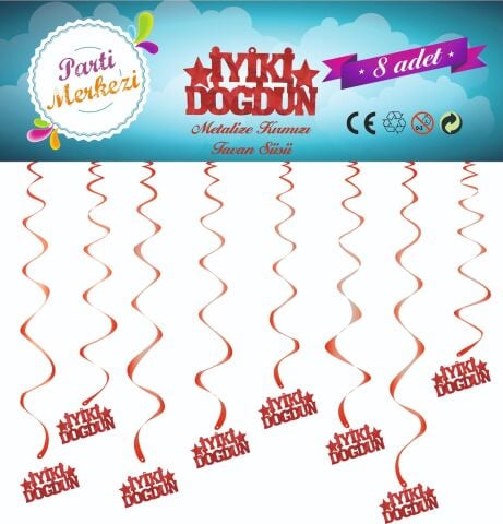 METALİZE KIRMIZI İYİKİ DOĞDUN TAVAN SÜSÜ