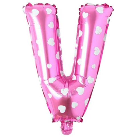 V- HARF 16 İNC PEMBE RENK BALON 36 CM