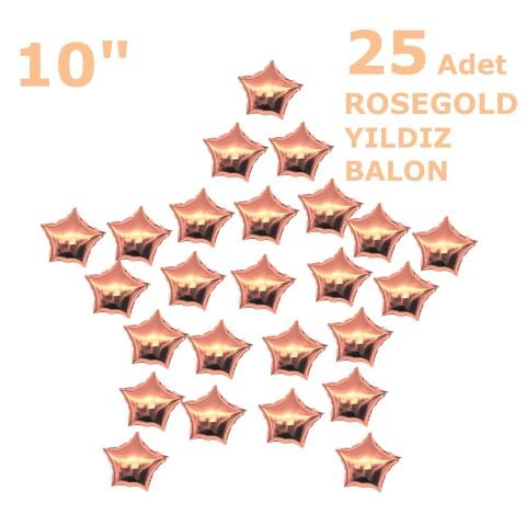 25 YILDIZLI 10 İNC ROSEGOLD SET BALON