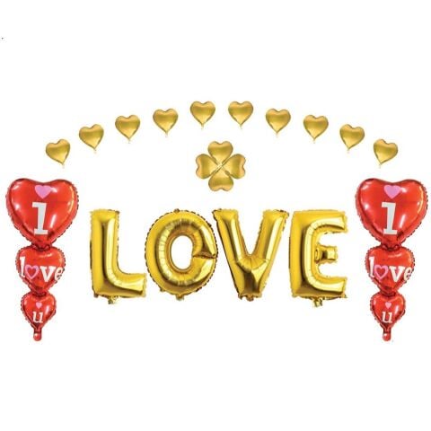 16 İNC 3LÜ KALP LOVE GOLD SET BALON