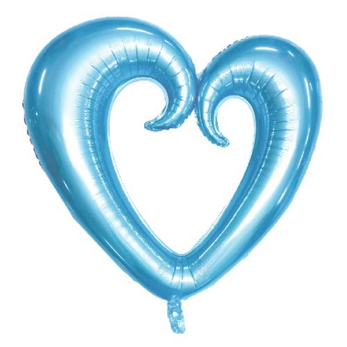 ORTASI BOŞ KALP MAVİ FOLYO BALON 100 CM