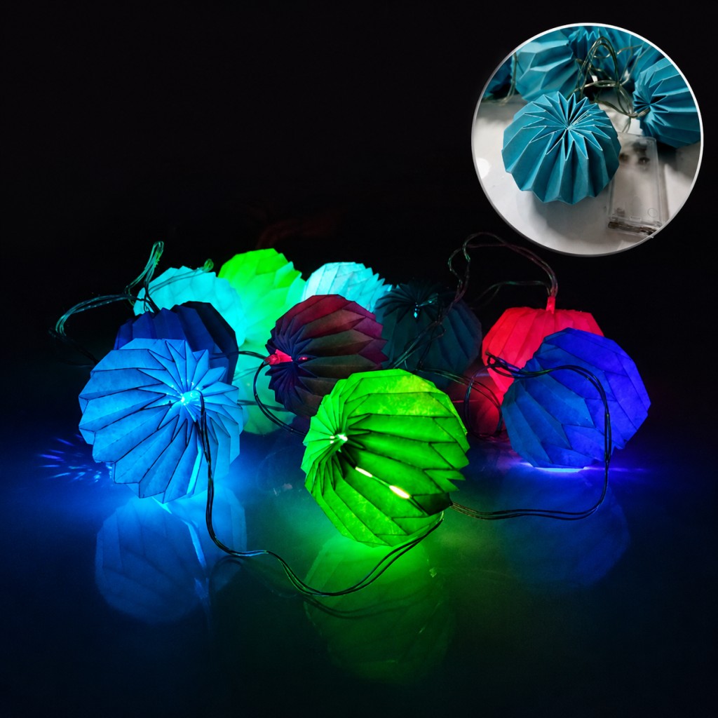 2MT 2 PİLLİ SARKIT MAVİ YUVARLAK RGB LED KAĞIT SÜS