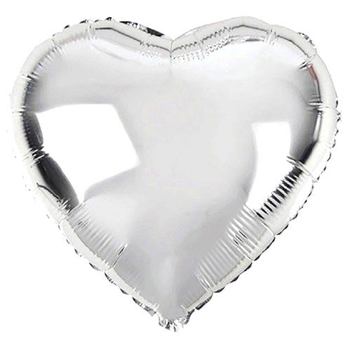 24 İNC KALP GÜMÜŞ RENK FOLYO BALON