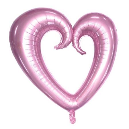 ORTASI BOŞ KALP PEMBE FOLYO BALON 100 CM