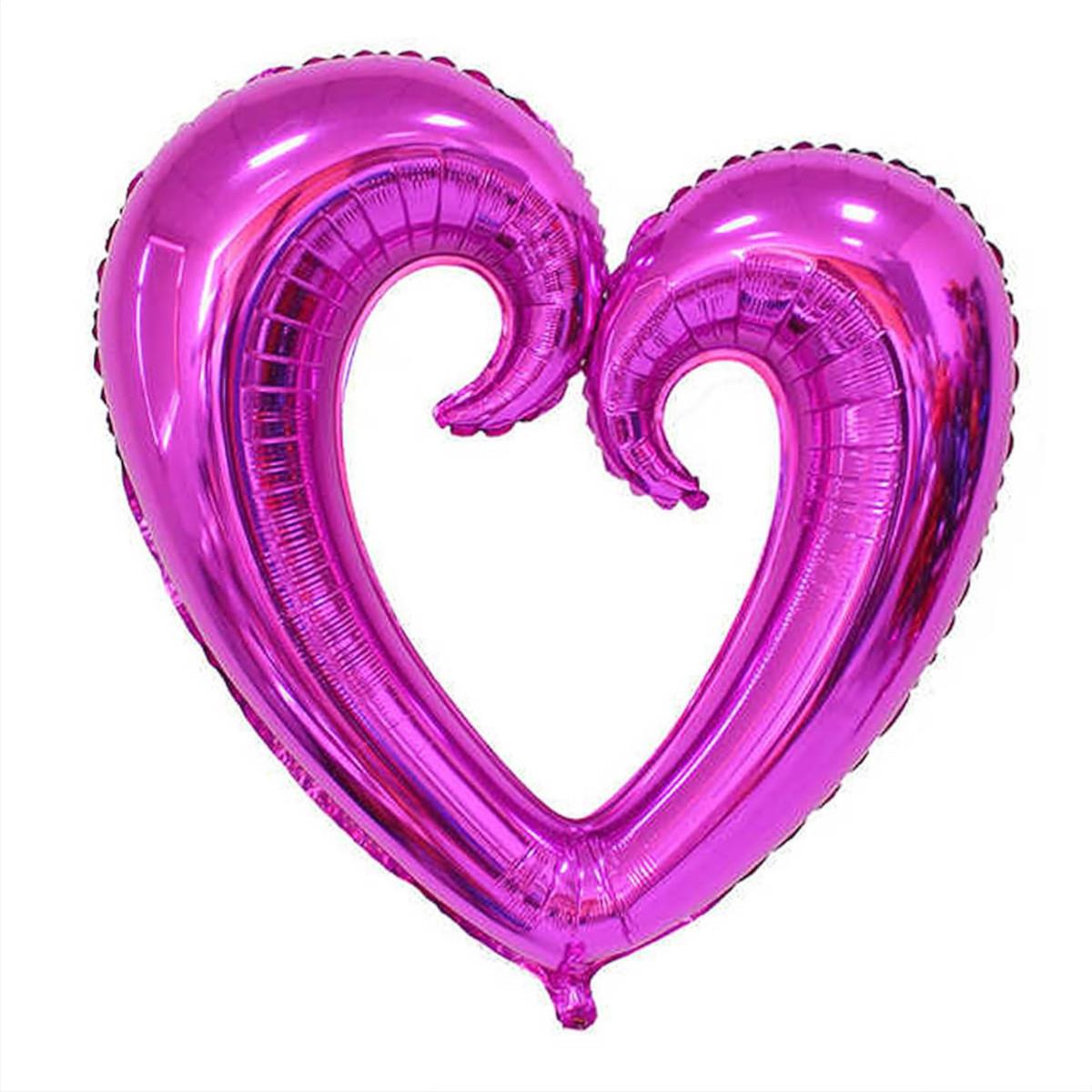 ORTASI BOŞ KALP FUŞYA FOLYO BALON 100 CM