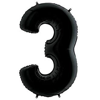3- RAKAM 40 İNC SİYAH RENK BALON 100 CM