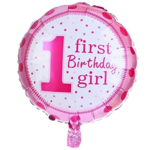 18 İNC YUVARLAK 1 YAŞ PEMBE FOLYO BALON  43*43