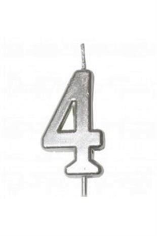 KÜÇÜK BOY 4 RAKAM GÜMÜŞ MUM 8CM PK:100 KL:1000